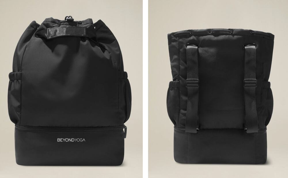 Beyond Yoga Convertible Gym Bag Black Backpack Pockets Zipper New